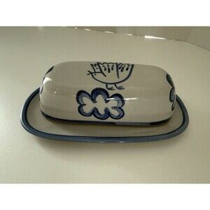 Louisville Stoneware Butter Dish Chicken Flower Utensil Wear